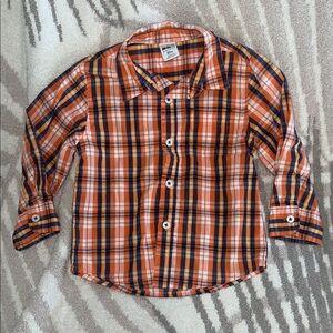 Healthtex Orange and Blue Plaid Button-Down Shirt